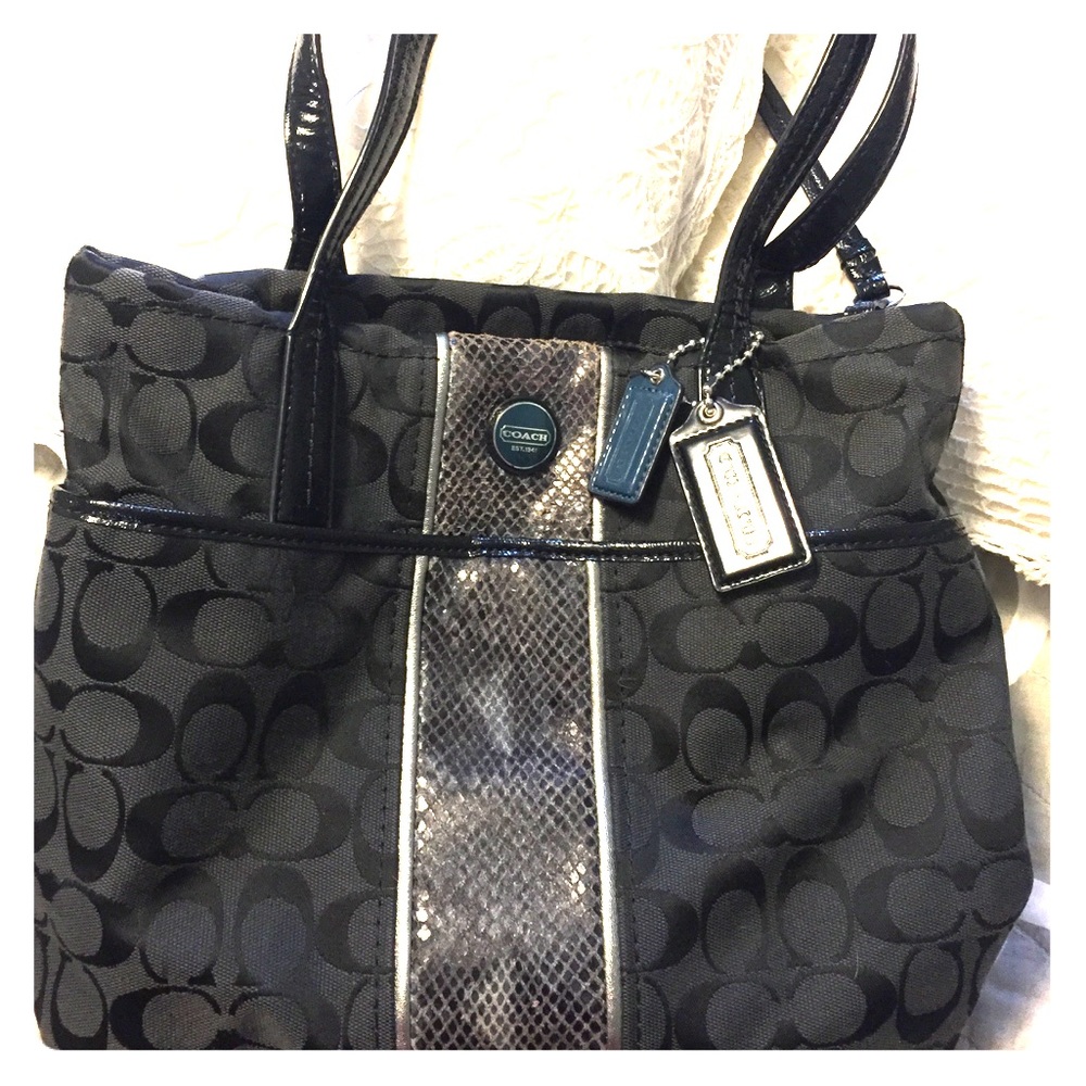 COACH Signature Python striped tote!!